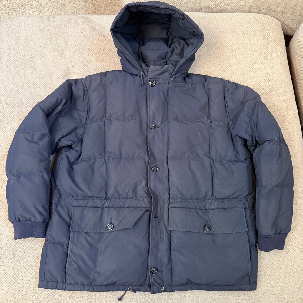 Vintage 1990s Polo Ralph Lauren Navy Blue Down Puffer Jacket Parka XL